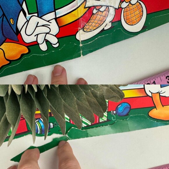 Vtg Disney Mickey Minnie Daisy Donald Duck Happy Holidays Paper Accordion Tree - Picture 5 of 12